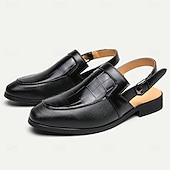 billiga Kjol sandaler-Herr Sandaler Romerska skor PU Läder Andningsfunktion Bekväm Halksäker Spänne Svart Vit