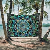 billige Mandala Teppe-mandala bohem blå grønn hengende billedvev veggkunst stor billedvev veggmaleri dekor fotografi bakteppe teppe gardin hjem soverom stue dekorasjon
