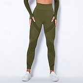 cheap Yoga Leggings &amp; Tights-Women&#039;s Yoga Pants Yoga Leggings Mesh Patchwork High Waist Yoga Gym Workout Pilates Tights Color Block Dark Grey Black Army Green Spandex Sports Activewear Stretchy Slim