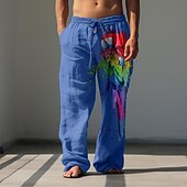 economico Classico-Per uomo Animale Uccello Pantaloni di Lino Pantaloni Larghi Misura del girovita medio Hawaiano Casual All&#039;aperto Abbigliamento casual alla moda Elastico in vita Primavera &amp; Autunno Autunno &amp; Inverno