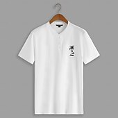 economico T-shirt e Canottiere Elite da Uomo-Per uomo Albero di Cocco Maglietta Maglia Henley 100% Cotone Manica Corta Grafico Camicia Bianco Blu Grigio Maglietta comoda Vacanza Streetwear Abbigliamento di stilista