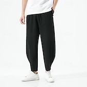 economico Classico-Per uomo Pantaloni di lino Pantaloni corti Pantaloni Carota Pantaloni casual Gamba dritta Tinta unita Sport Lunghezza intera Informale Giornaliero Informale Morbido Nero Vino Anelastico