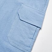 cheap Holiday-Men&#039;s Shorts Linen Shorts Summer Shorts Beach Shorts Drawstring Elastic Waist Multi Pocket Plain Comfort Breathable Short Casual Daily Holiday Fashion Classic Style Azure Black