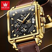 economico Orologi al quarzo-Orologio al quarzo OLEVS da uomo creativo sportivo outdoor moda luminoso calendario cronografo impermeabile in pelle