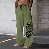 billiga Casual byxor med tryck för män-Herr Hawaiisk Byxor 3D-tryck Byxor med raka ben Medium Midja Dragsko Elastisk midja Helgdag Stränder Sommar Vår Höst Slapp form Oelastisk
