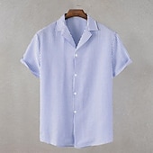 abordables chemise boutonnée pour homme-Homme Chemise Chemise d&#039;été Chemise Décontractée Chemise de Plage Chemise Boutonnée Chemises à rayures Bleu Orange Manche Courte Rayures Col Rabattu Vacances Hawaïen Vêtement Tenue Polyester Mode