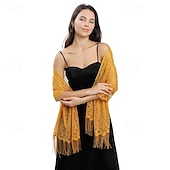 voordelige Sjaals-Omslagdoeken Damesomslag Elegant Bruids Mouwloos Polyester Bruiloftsomslagen Met Pure Kleur Voor Feest Lente zomer
