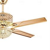 economico Ventilatore da soffitto con luci-ventilatore a soffitto a led luce cristallo oro luce di lusso 3 colori-luce acrilico moderno stile nordico camera da letto sala da pranzo 110-240v