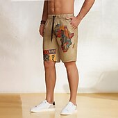 baratos Retro Vintage &amp; Ética-shorts masculinos shorts de verão shorts de praia com cordão cintura elástica mapa africano impressão estilo étnico respirável macio curto casual diário férias roupas de grife