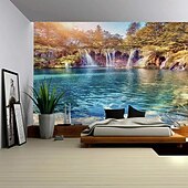 Cascade rivière tapisserie suspendue art mural grande tapisserie décor mural photographie toile de fond couverture rideau maison chambre salon décoration abordables paysage tapisserie-Cascade rivière tapisserie suspendue art mural grande tapisserie décor mural photographie toile de fond couverture rideau maison chambre salon décoration