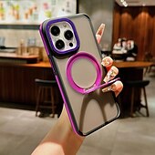 cheap iPhone Cases-Phone Case For iPhone 16 iPhone 15 Pro Max Plus iPhone 14 13 12 11 Pro Max Plus Back Cover With Magsafe with Stand Holder Support Wireless Charging Matte Frosted Retro TPU PC Metal