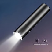 お買い得  懐中電灯-ポータブルミニ LED 懐中電灯、LED トーチ充電式 3 つの照明モード防水格納式強力ライトトーチ屋外ズームトーチ