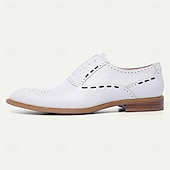 levne Formální-pánské bílé společenské boty brogue - klasický oxfordský design pro svatby, formální události a obchodní oblečení