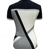 cheap Stripe&amp;Geometric tee-Women&#039;s T Shirt Color Block Fashion Short Sleeve V Neck Regular Tops Daily Weekend Print Quarter Zip Black Summer