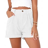 abordables Pantalones cortos bermudas-Women's Bermuda shorts Waffle Chinos Shorts Vacation Fashion Streetwear Short High Waist Plain Pocket Comfy Comfort Soft Micro-elastic Daily Outdoor Street Blue Navy White Gray Summer Spring Regular