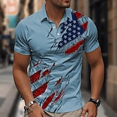 cheap Men&#039;s Patriotic Flag Polo-American Independence Day Men&#039;s American Flag Veterans Waffle Polo Shirts Golf Shirt Short Sleeve Polo Shirts Collared Shirts Casual Streetwear Vacation Wear Party Outfits Buttons 3D Print Summer