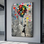 levne pouliční umění-Malba dívky s červeným balónem ručně vyrobené graffiti umění olejomalba pop art Nástěnné dekorace dívka barevný balón plátno malba pro ložnici obývací pokoj umělecké dílo