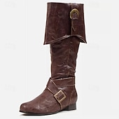 ieftine încăminte-Epocă Medieval Renascentist Încălțăminte Cizme plate de jazz Pirat Viching Cruciat Mată Costume de fancy Bărbați Pentru femei Unisex Celtic Pirat Steampunk Halloween Carnaval Mascaradă Performan