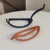 baratos Acessórios de penteados-Grampo de cabelo oco monocromático fosco chique – clipe de banana elegante para um estilo de cabelo seguro na parte de trás da cabeça – acessório de cabelo feminino com acabamento gelado