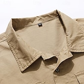 economico Camicie da lavoro da uomo-Per uomo Camicia Camicie da lavoro Maglietta informale Camicia con bottoni Camicia da carico Nero Kaki Verde militare Manica lunga Liscio Collo ripiegabile Da mare Per eventi Tasca frontale