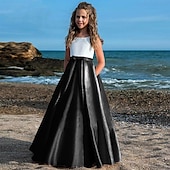 preiswerte Partykleider-kinderkleidung Mädchen Party Kleid Feste Farbe Ärmellos Leistung Gitter Prinzessin Süß Gitter Mitte der Wade Etuikleid Tüll-Kleid Sommer Frühling Herbst 2-12 Jahre Schwarz Weiß Champagner