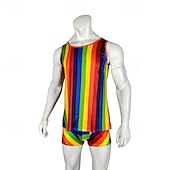 levne Pánské kostýmy-LGBT LGBTQ Duhová Karnevalový kostým Pyžama Dospělé Pánské Gay Pride Parade Měsíc hrdosti Plesová maškaráda Jednoduchý karnevalový kostým