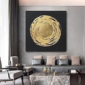 cheap Abstract Paintings-Hand Painted Modern Canvas Circle Gold Foil Abstract Pattern Nordic Abstract Wall Art Home Decor Module Living Room Nordic Home Decor Painting Home Decor Stretched Frame Ready To Hang Or No Frame