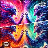 رخيصةأون Tapestries Blacklight-نسيج أسود يتفاعل مع الأشعة فوق البنفسجية ويتوهج في الظلام، حفلة مضيئة، شجرة نيون كون، قمر، مخدر، ضبابي، نسيج معلق، لوحة جدارية فنية لغرفة المعيشة