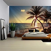 cheap Ocean Beach Tapestry-Sunshine Beach Landscape Hanging Tapestry Wall Art Large Tapestry Mural Decor Photograph Backdrop Blanket Curtain Home Bedroom Living Room Decoration