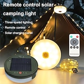 tanie Zasilane energią słoneczną-Chowane łańcuchy świetlne Solar Camping String Lights Zewnętrzne oświetlenie namiotu USB akumulator 33 stopy/10 m 100 diod LED do pieszych wędrówek na kempingu