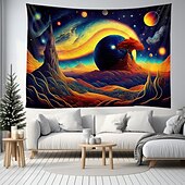 رخيصةأون Tapestries Blacklight-نسيج أسود يتفاعل مع الأشعة فوق البنفسجية ويتوهج في الظلام، حفلة مضيئة، شجرة نيون كون، قمر، مخدر، ضبابي، نسيج معلق، لوحة جدارية فنية لغرفة المعيشة