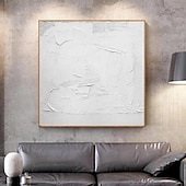 abordables Peintures Abstraites-peint à la main 3d texturé blanc peinture abstraite sur toile 3d texturé art mural boho moderne toile art salon décor pattle couteau peinture à l&#039;huile décor à la maison hôtel pièce d&#039;art