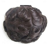 baratos Pedaços de cabelo humano e postiços-Peruca de 6 polegadas para homens, pele ultrafina, 8x10 polegadas, cabelo humano, densidade de luz preta natural, sistemas de substituição de peruca masculina 8x10
