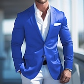 abordables Blazers pour hommes-Homme Remise de diplôme Tenue de cocktail Blazer Affaires Soirée Formelle Fête de mariage Mode Occasionnel Printemps &amp; Automne Polyester Uni Avec Poches Décontracté / Quotidien Simple Boutonnage veste