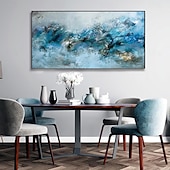 cheap Oil Paintings-Handmade Oil Painting Canvas Wall Art Decoration  Modern Abstract Texture Blue Mountain Landscape for Home Living Room Decor Rolled Frameless Unstretched Painting