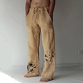 billiga Klassisk-Herr Grafiska tryck Maskros Långbyxor Sommarbyxor Strandbyxor Medium Midja Mode Designer Stor och hög Ledigt Dagligen För semester Elastisk dragsko-design Framficka Rakt ben Vår &amp; sommar 3D-tryck Vit
