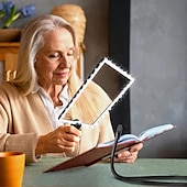 baratos Luzes de leitura-Lupa iluminada com viva-voz de 1 unidade, lente grande que pode ser usada no pescoço para trabalhos próximos, lupa iluminada por LED para leitura, costura, costura cruzada, com design magnético tipo c