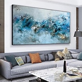 cheap Oil Paintings-Handmade Oil Painting Canvas Wall Art Decoration  Modern Abstract Texture Blue Mountain Landscape for Home Living Room Decor Rolled Frameless Unstretched Painting