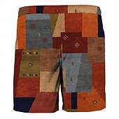 cheap Geometric Print-Men&#039;s Color Block Patchwork Geometric Pattern Swim Shorts Board Shorts Swimming Trunks Mid Waist Fashion Streetwear Designer Casual Daily Holiday Pocket Drawstring Elastic Waist Designer Clothing
