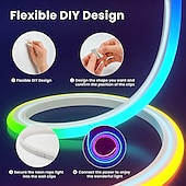 abordables Lampes néon led-Lumière néon RVB étanche ws2811 barre lumineuse LED néon 2-5 m adressable RVB arc-en-ciel LED barre lumineuse pixel DC12 V avec alimentation et contrôleur RF 17 touches applicable à l&#039;éclairage de