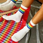 abordables calcetines de hombre-Hombre Paquete de 5 Paquetes múltiples Calcetín Calcetas Calcetines para correr Calcetines informales Blanco Rojo Color Arco iris Deporte Diario Vacaciones Básico Medio Primavera Otoño Moda Casual