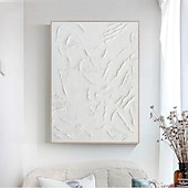abordables Peintures Abstraites-peint à la main 3d texturé blanc peinture abstraite sur toile 3d texturé art mural boho moderne toile art salon décor pattle couteau peinture à l&#039;huile décor à la maison hôtel pièce d&#039;art