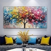 preiswerte Baumölgemälde-bunte Bäume Ölgemälde auf Leinwand große handgemalte Wandkunst abstrakte Wald Ölgemälde Wandkunst Landschaft Ölgemälde moderne Blumen Baum Gemälde für Wohnzimmer Wohnkultur Geschenk