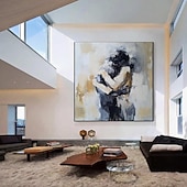 cheap Abstract Paintings-Wall Art Woman face oil painting handmade Canvas Art Faceless Portrait Painting Abstract Lady Framed Woman girl painting Lovers' decor oil painting artwork lover nude oil painting