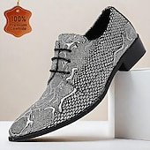 levne Elementární Společenské Boty-Pánské Společenské boty Tištěné Oxfords Boty z hadí kůže Kůže Italská celozrnná hovězí kůže Pohodlné Protiskluzové Šněrování Černá