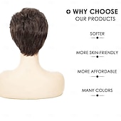 voordelige oudere pruik-korte bruine pixie pruik synthetisch gelaagd cosplay haar volledige pruiken voor blanke vrouwen (bruin gemengd blond)
