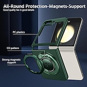 Недорогие Чехлы для Samsung-Чехол для Z Flip 6 Z Flip 5 Z Flip 4 Z Flip 3 с магнитной адсорбцией окном для просмотра с подставкой съёмный противоударный ретро броня TPU PC