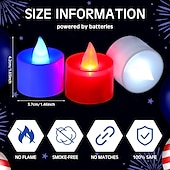 abordables Luces de velas-24 piezas de luz de té sin llama día de la independencia luz de vela electrónica luz roja blanca azul 4 de julio luz votiva LED intermitente patriótica cuatro de julio día conmemorativo del trabajo de