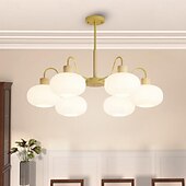 cheap Pendant Lights-LED Pendant Light 50/65/70/90cm 3/5/6/8-Light Milk Glass Sputnik Chandelier Mid Century Modern Semi Flush Mount Ceiling Light E27 Antique Hanging Lamp Nordic Metal Farmhouse Pendant Light Fixture for Living Room Bedroom 110-240V