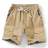 baratos Retro Vintage &amp; Ética-Homens Geométrica Impressão 3D Calção Shorts de verão Shorts casuais Cintura Média Estilo Étnico Retro Vintage Casual Diário Feriado Bolsos Com Cordão Cintura elástica Designer Roupa